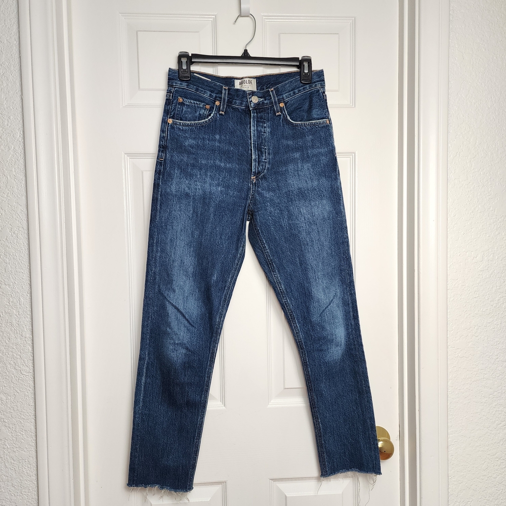 Agolde Indigo Straight Leg Jeans- Size 24, Distressed Demin, Streetwear, Casual